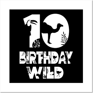 10th Birthday Wild Kid 9 Years Old Zoo Theme Animal Party product Posters and Art